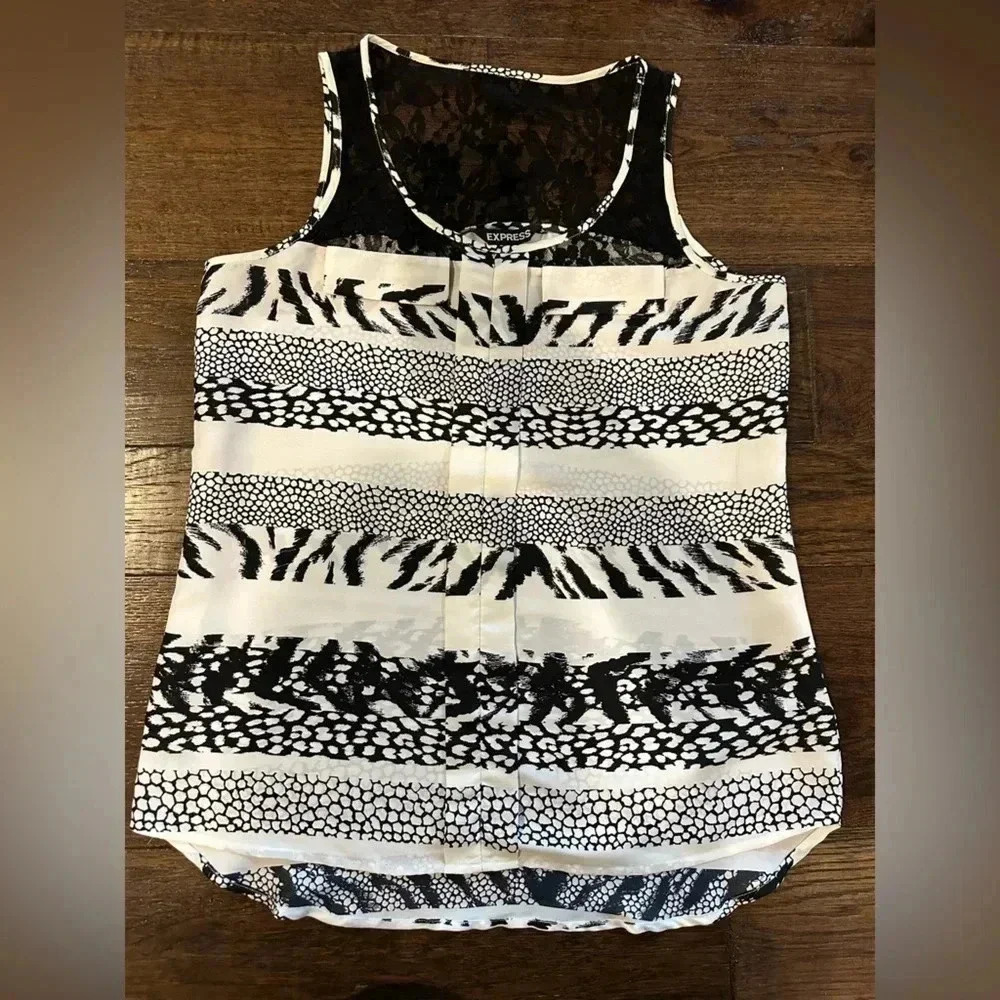 Express Black/ White Tank Blouse- Size Medium